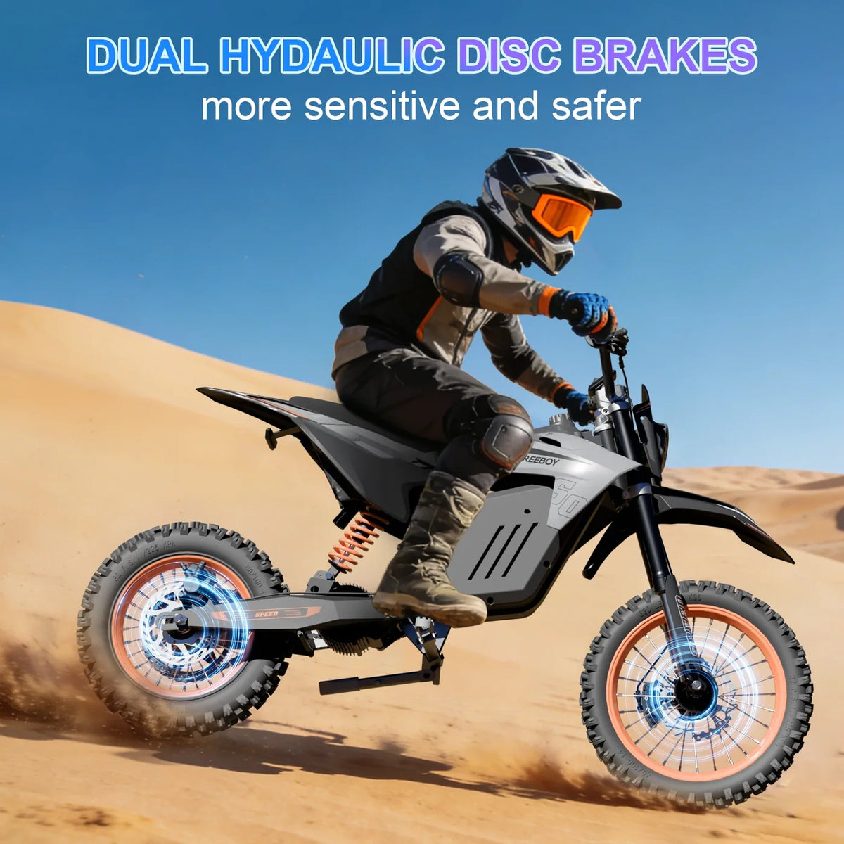 FREEBOY Y88 Electric Dirt Bike – 3000W Mid-Drive Motor, 48V 30Ah Battery, 31-Mile Range, 14" Off-Road Tires