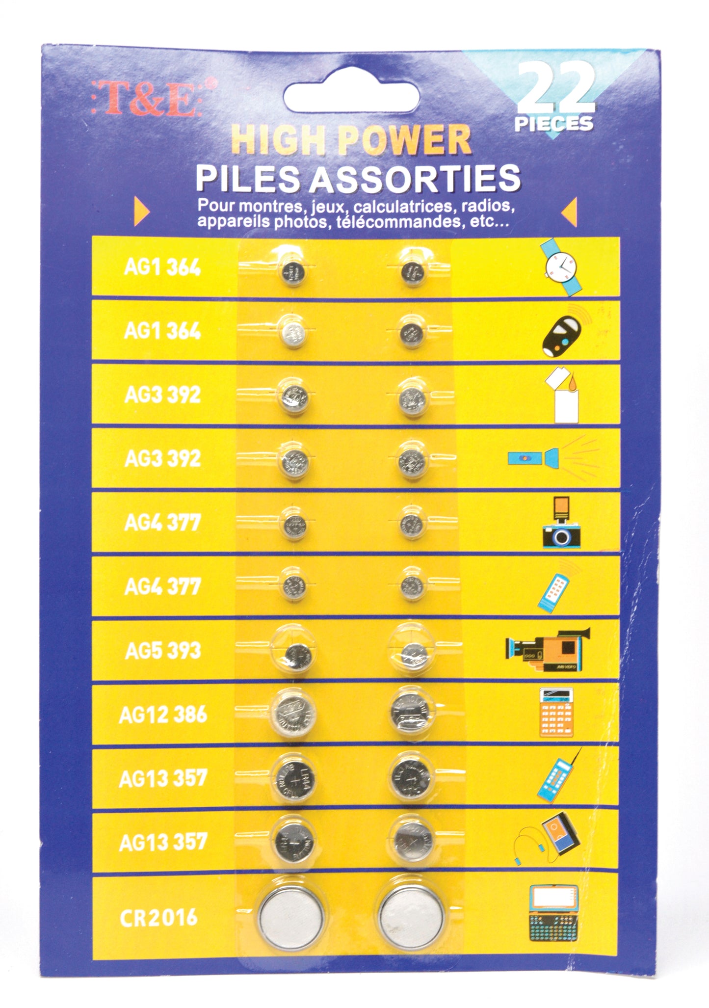 T&E Assorted Battery (22pcs)