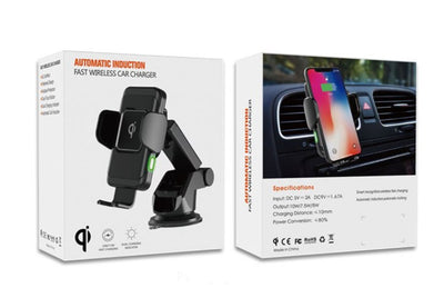 Fast Wireless Car Charger w/ Mount (15W - Automatic Induction & Locking)