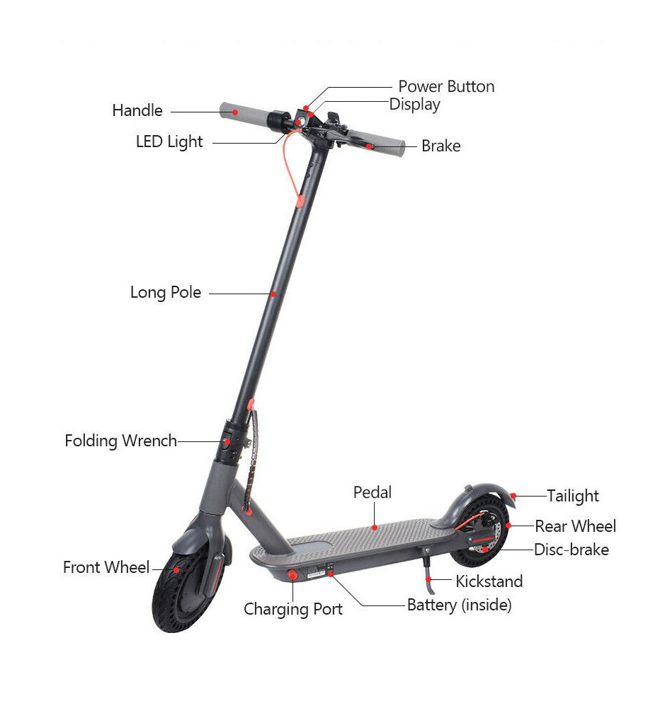 Electric Scooter - D8 Pro- 36 V 7.5AH Foldable E-Bike- Black