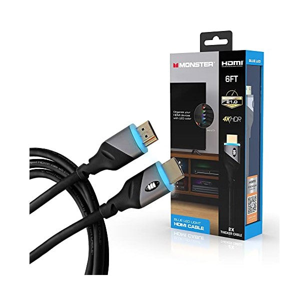 Monster Blue LED Light HDMI Cable- 6FT