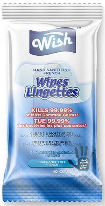 Wish Hand Sanitizing Wipes Bag 40ct. (75% Alcohol)