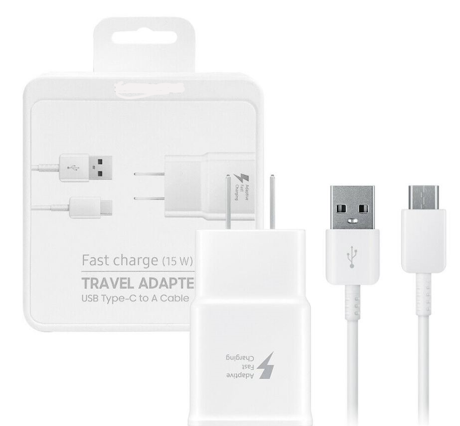 2 in 1 Combo 15W Fast Charging USB Adapter w/ 3ft Type-C Cable (White Packaging)