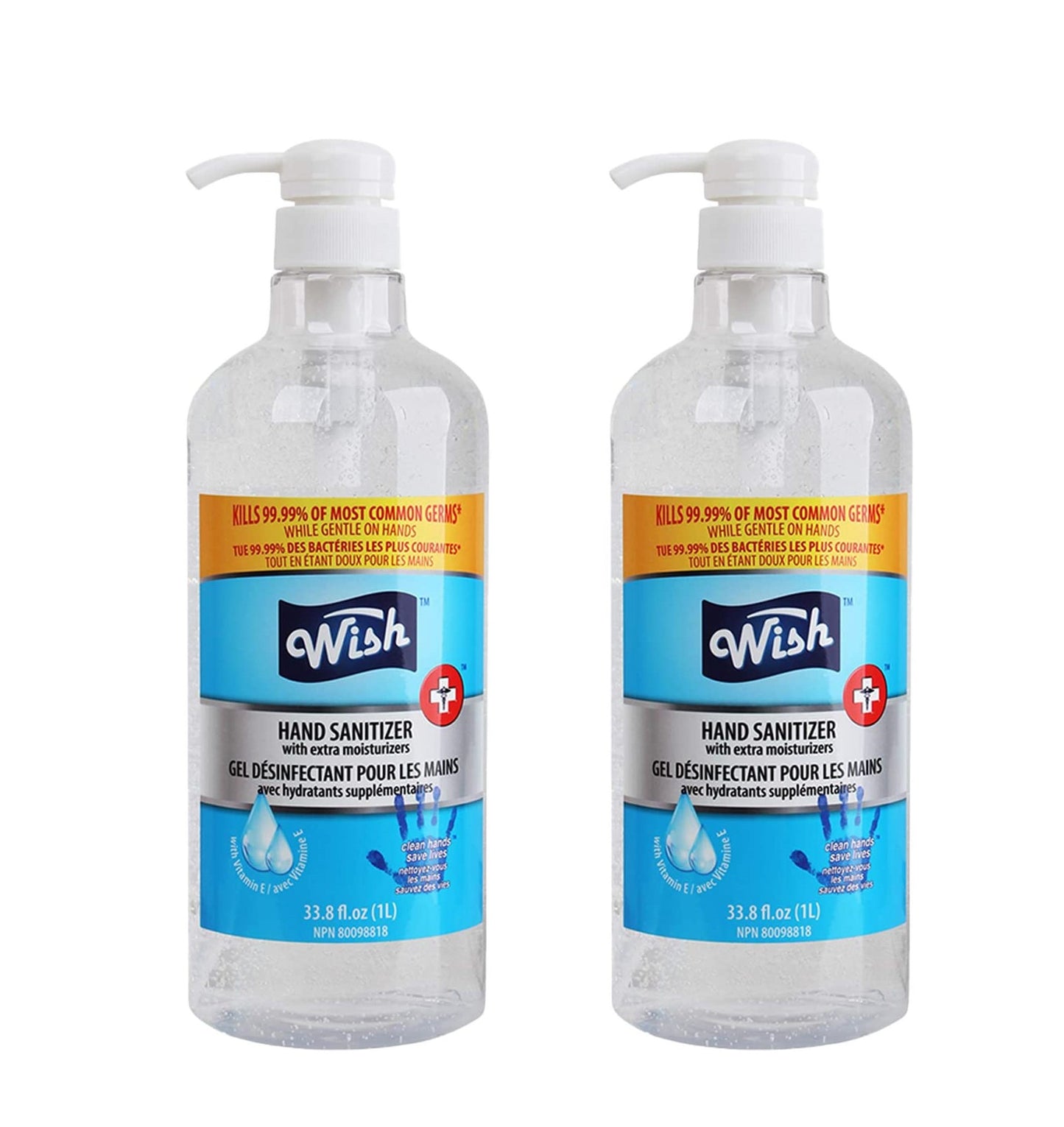 Wish Hand Sanitizer with Pump (33.8 oz./ 1L) (8 pcs/ case) (Unit Price- $2)