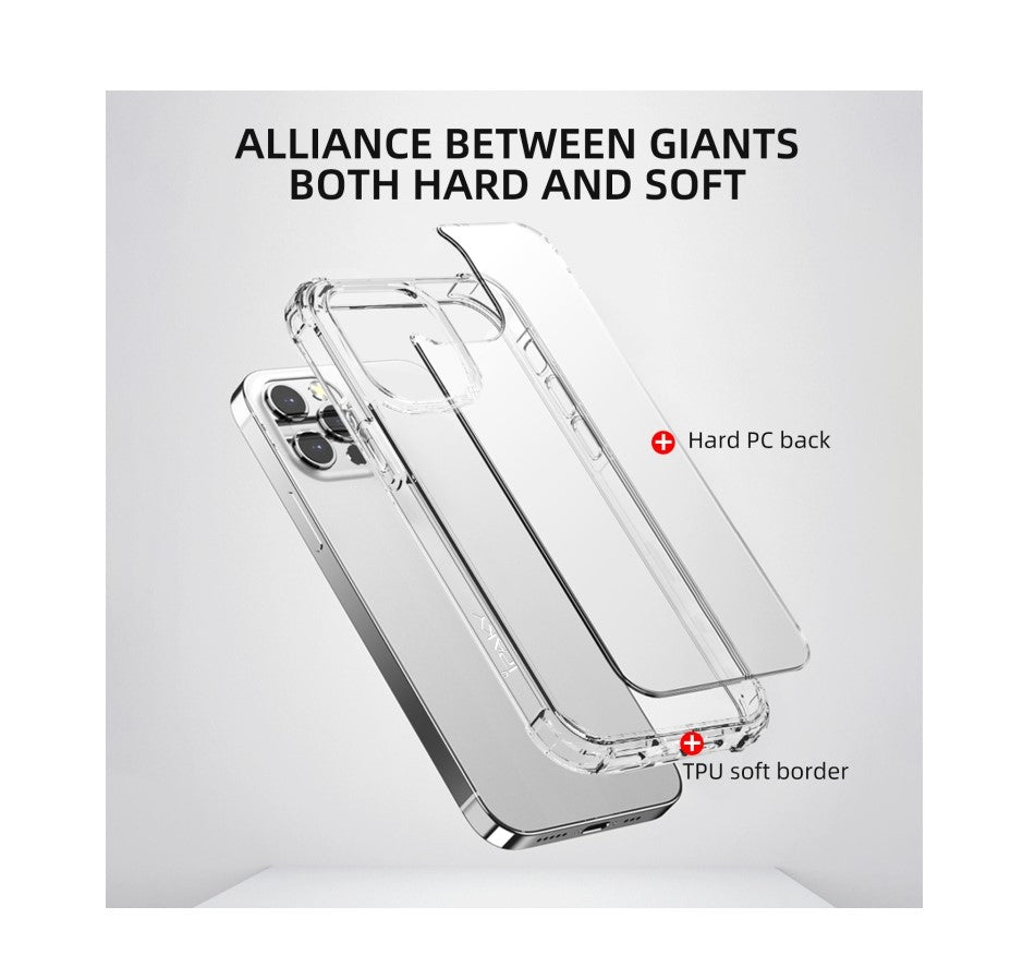 Clear TPU Phone Case w/ Edge Bumper (For iPhone 14/ 13/ 12 / 11 Series)