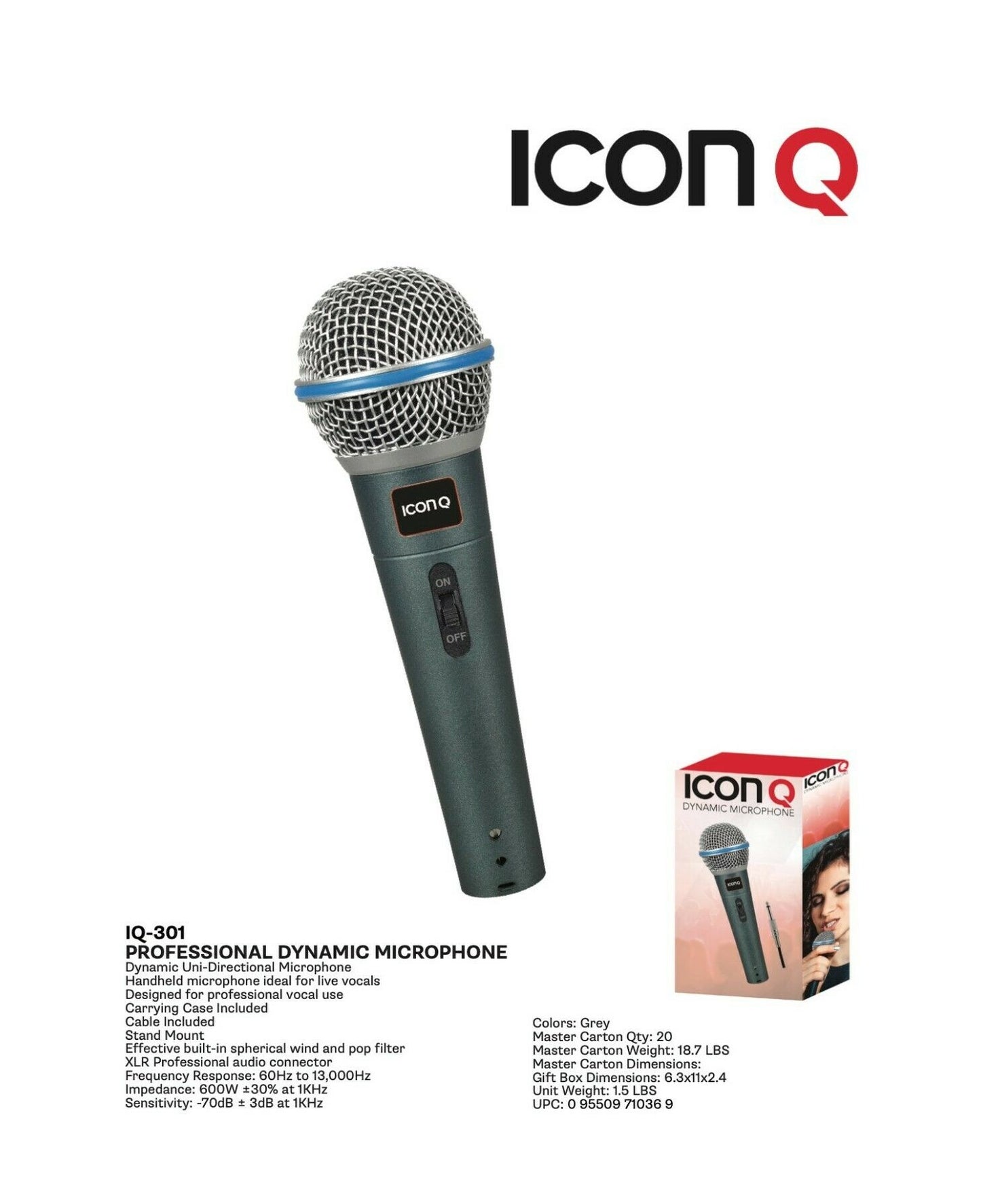 ICON Q Dynamic Microphone (Wired) (IQ-301)