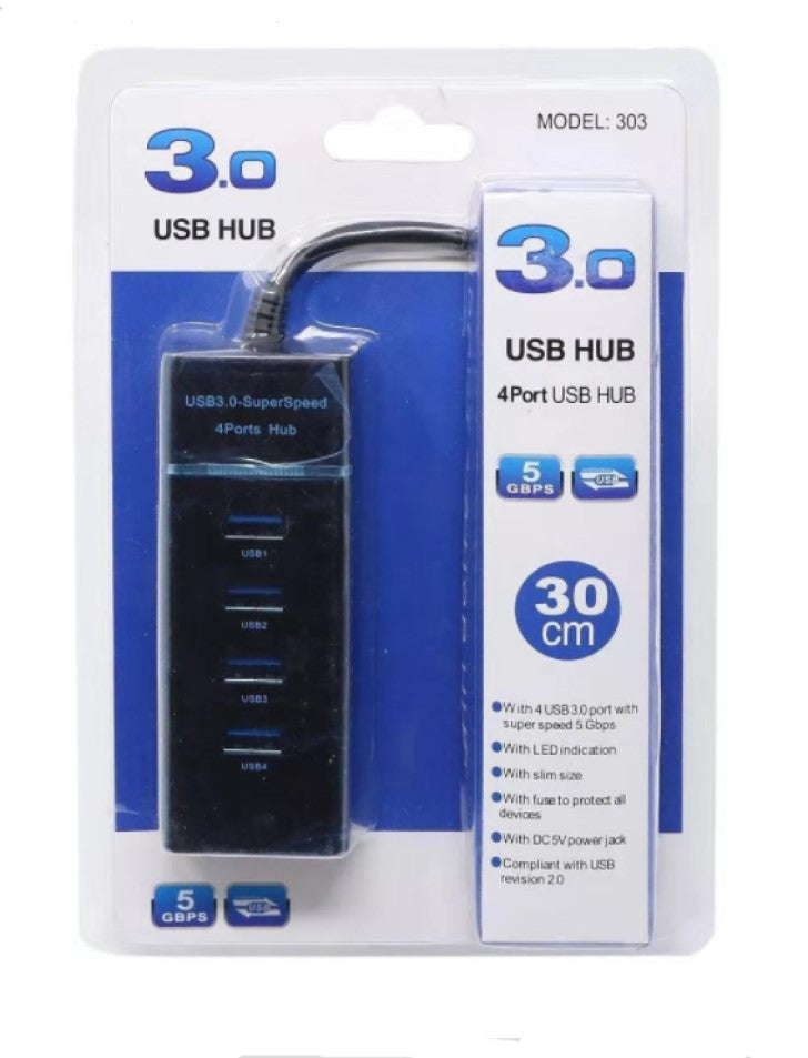 Delegation kyst skuespillerinde 3.0 USB Hub 30cm - 4 Ports (Model - 303) – Cowboy World