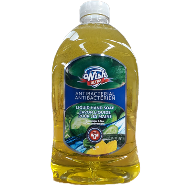 Wish Antibacterial Liquid Hand Soap Refill (67.6 oz) (8 pcs/ Case) (Unit Price - $2) - Cucumber & Tea