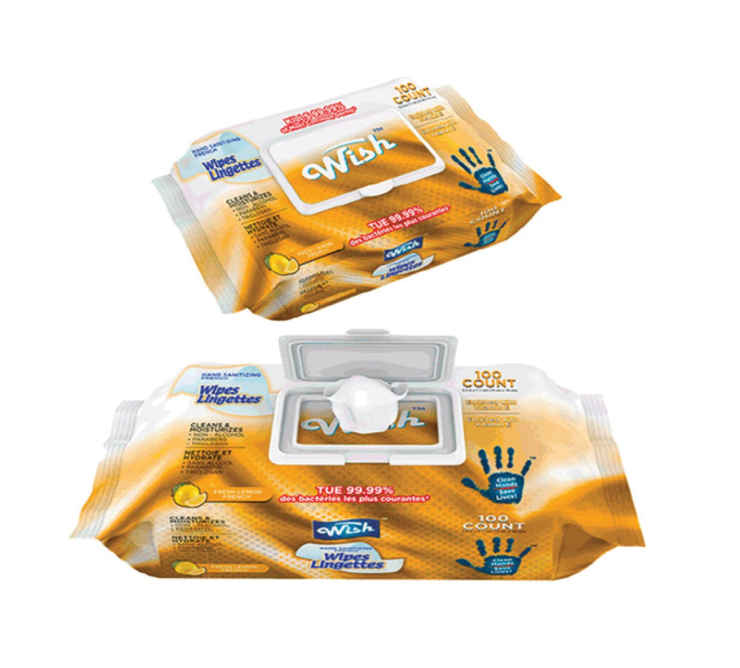 Wish Anti-Bacterial Wipes Lingettes (100 wipes) - Lemon