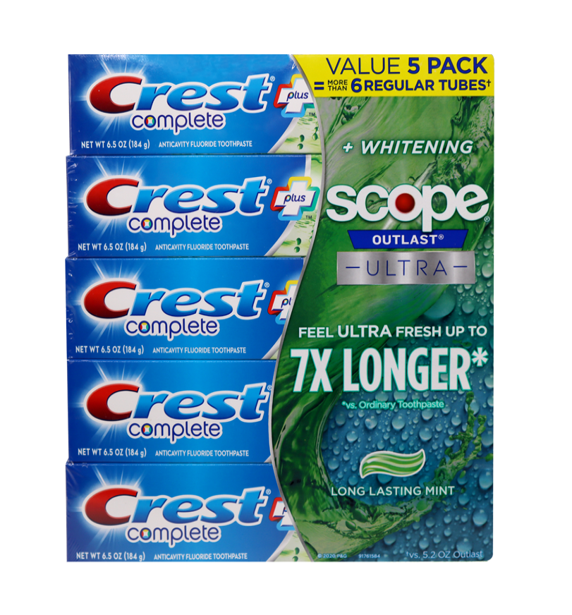 Crest Plus Anti-cavity Fluoride Toothpaste 6.5oz (184 g) (5 in a pack)