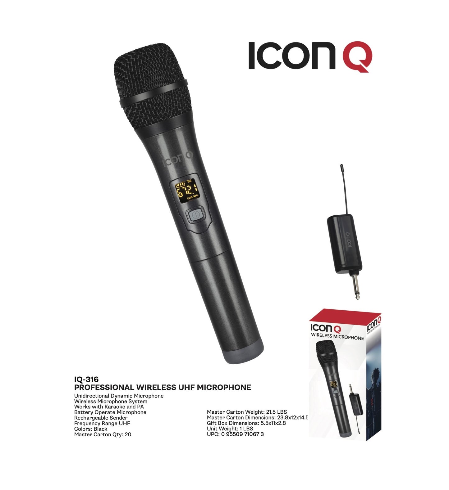 ICON Q Professional Wireless UHF Microphone (IQ-316)