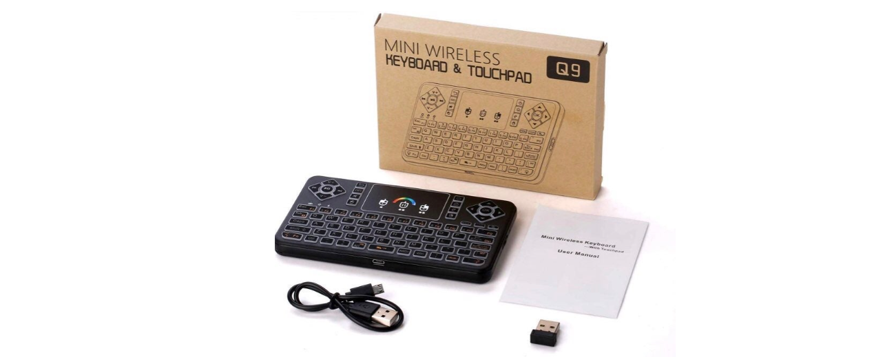 Mini Wireless Keyboard with Touchpad- Q9 (Backlit LED)