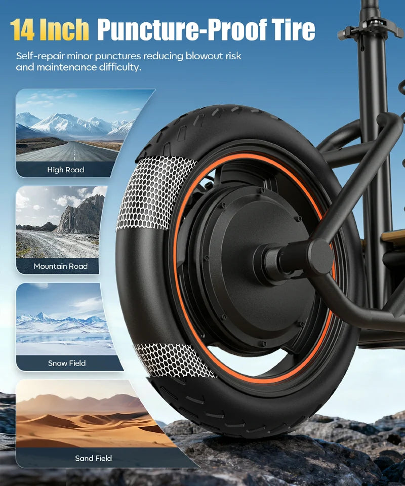 FREEBOY H14 Electric Scooter – 600W Motor, 36V 10Ah Battery, 22-Mile Range, 14" Pneumatic Tires