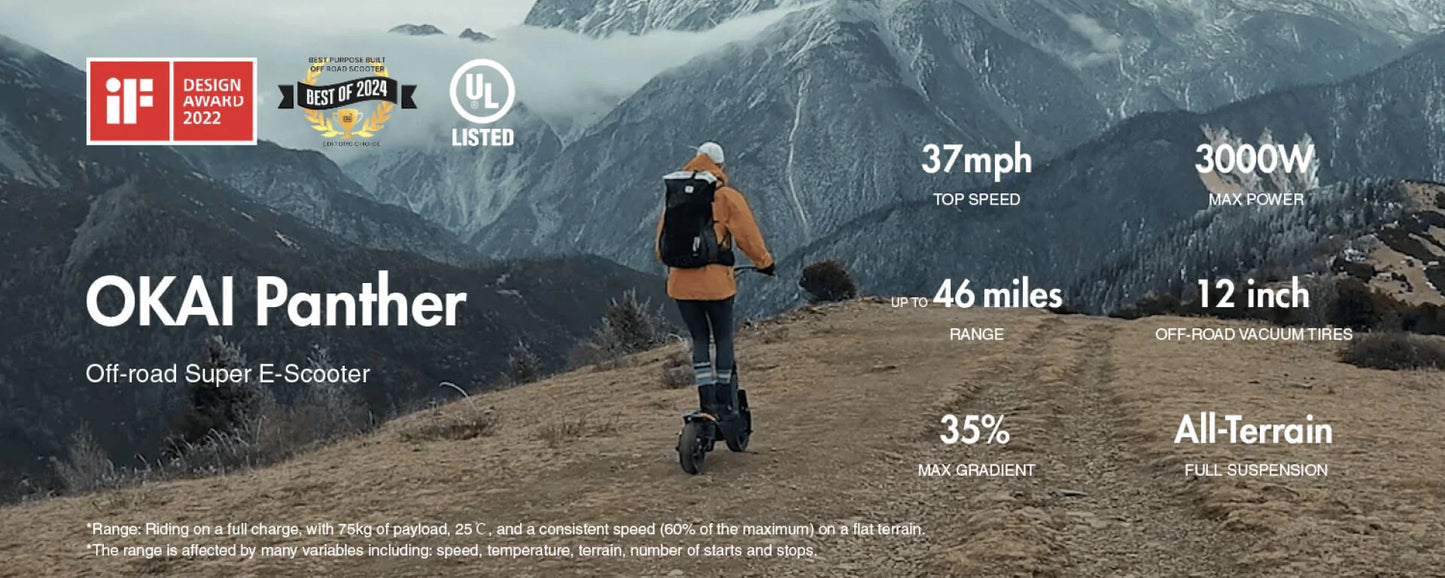 OKAI Panther ES800 Electric Scooter – Dual Motor, High-Speed Performance, 11" Off-Road Tires, Long Range