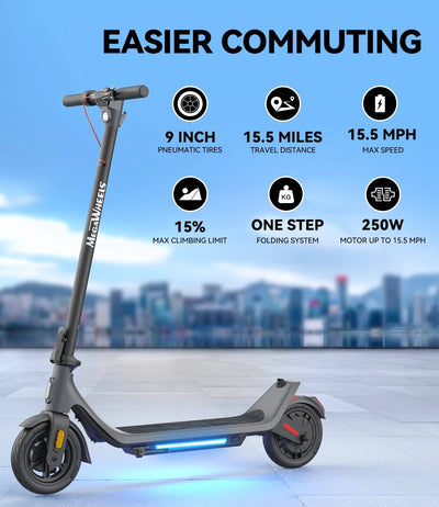 MEGAWHEELS A6L MAX Electric Scooter – 500W Motor, 36.5V 10.4Ah Battery, 28-Mile Range, 10" Pneumatic Tires
