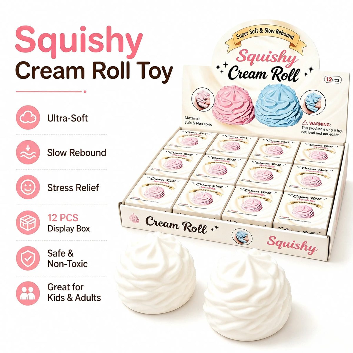Squishy Toy - Crunch Cream Roll (7 cm)
