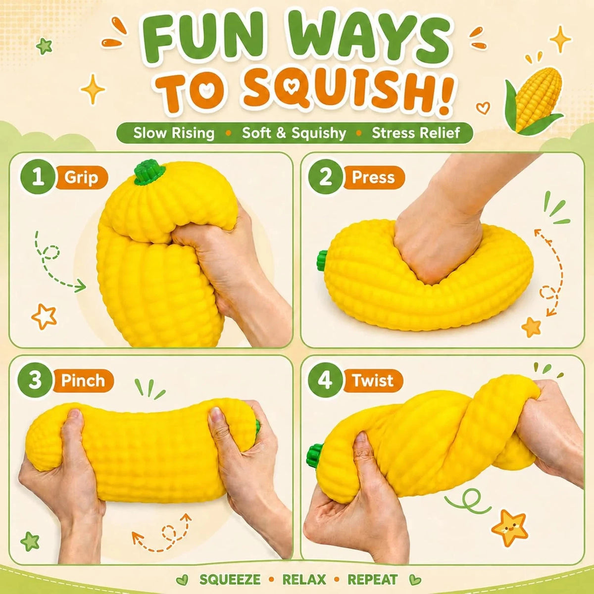 Squishy Toy - Jumbo Large Soft Corn (25 cm)