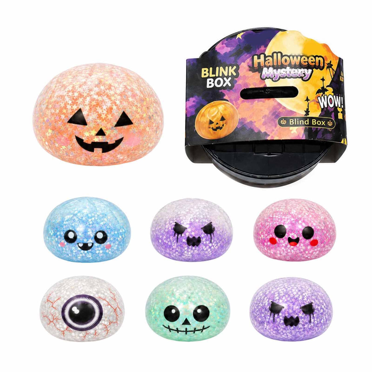 Squishy Toy - Halloween Shiny Glitter Dumpling w/ Jelly Beans Inside "LIGHT UP"