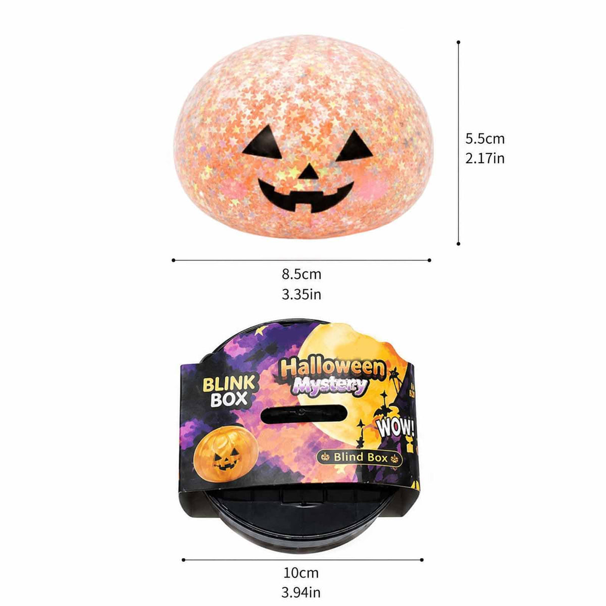Squishy Toy - Halloween Shiny Glitter Dumpling w/ Jelly Beans Inside "LIGHT UP"