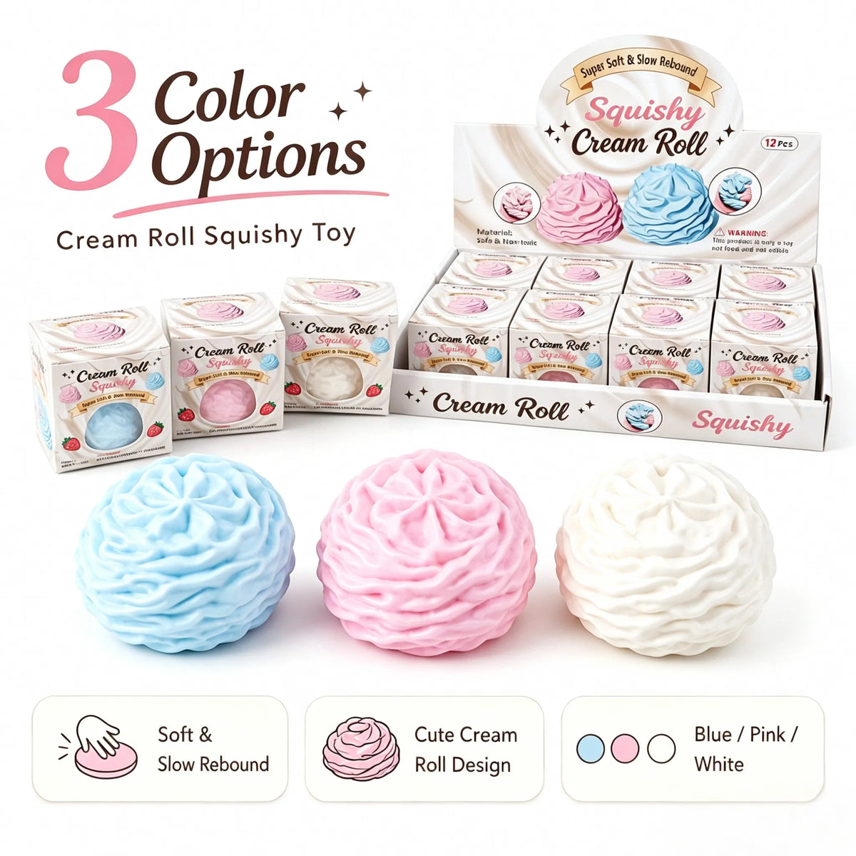 Squishy Toy - Crunch Cream Roll (7 cm)