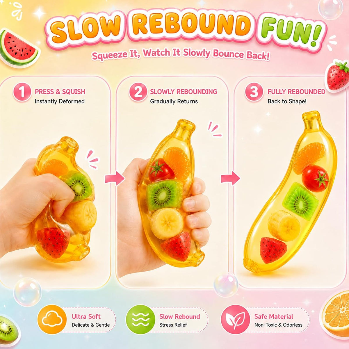 Squishy Toy - Vaseline Jelly Transparent Banana (Hard Maltose) (7 cm)