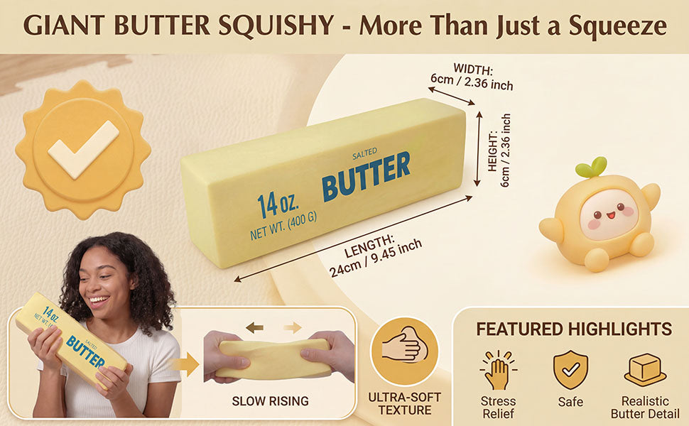 Squishy Toy - Medium Butter (14 oz) - Yellow