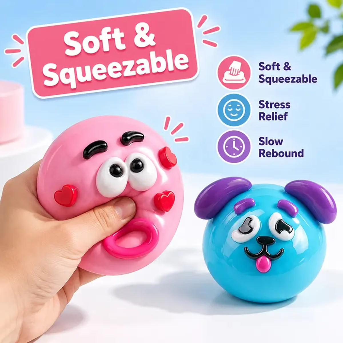Squishy Toy - Smushers w/ Emoji Ball (10CM)