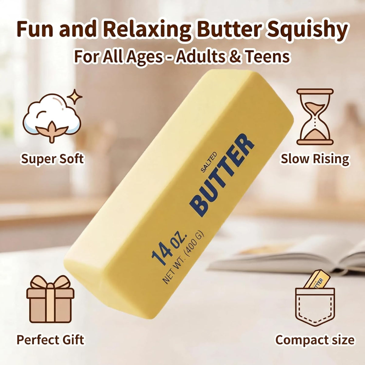 Squishy Toy - Medium Butter (14 oz) - Yellow