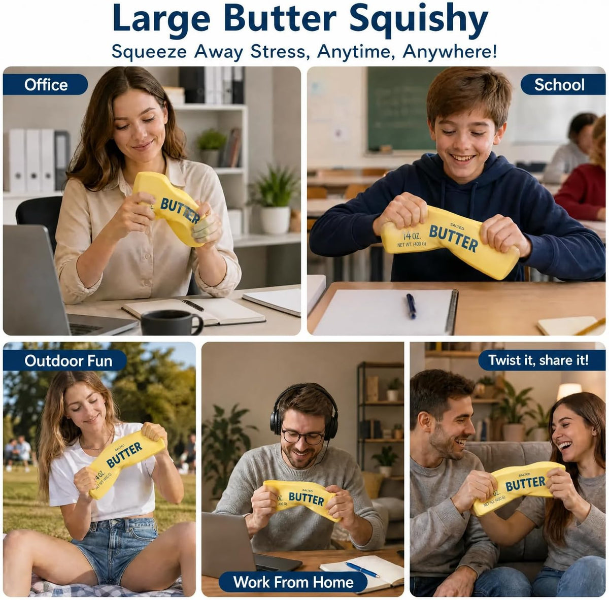Squishy Toy - Medium Butter (14 oz) - Yellow