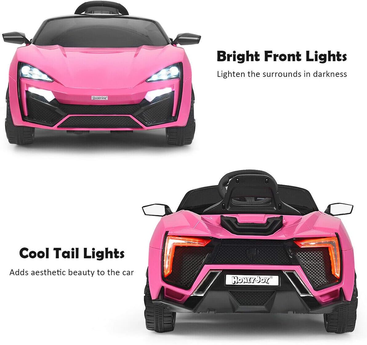Remote-Controlled Electric Ride-On Car for Kids – 12V Pink Car with Lights, MP3 & Openable Doors – QLS-5188