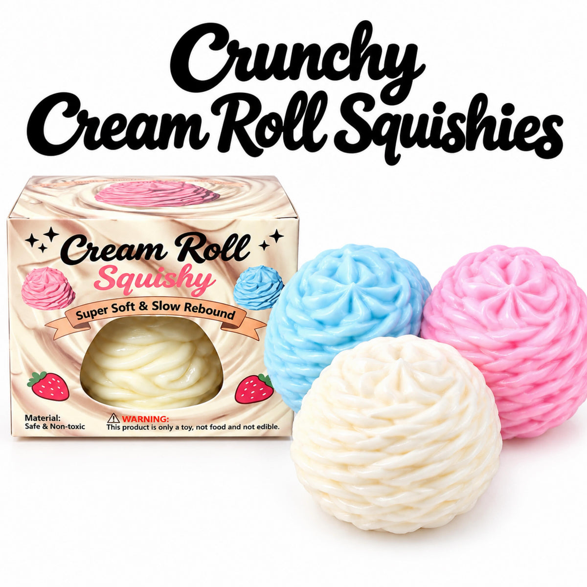 Squishy Toy - Crunch Cream Roll (7 cm)