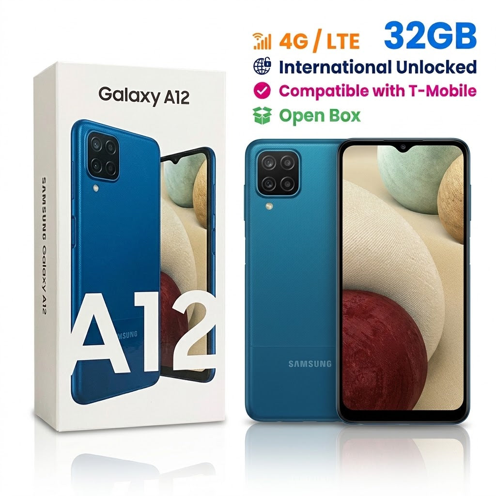 Samsung Galaxy A12 4G /LTE - 6.5" Display, Dual Sim, International Unlocked – Open Box