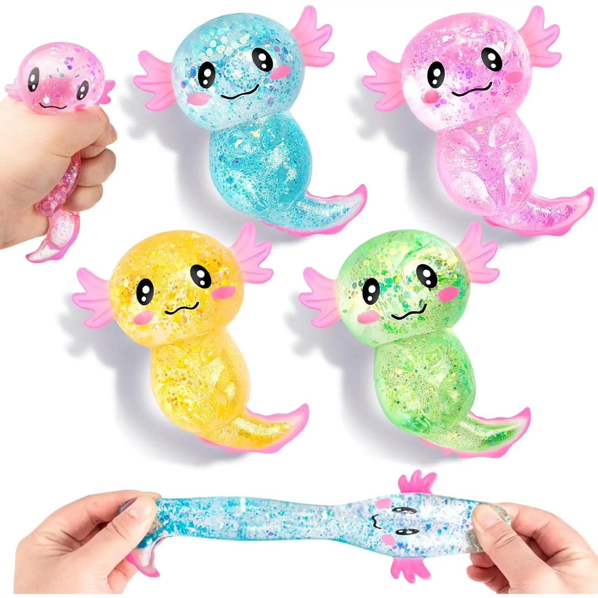 Squishy Toy - Axolotl (Slow-Rise with Glitter Gel)