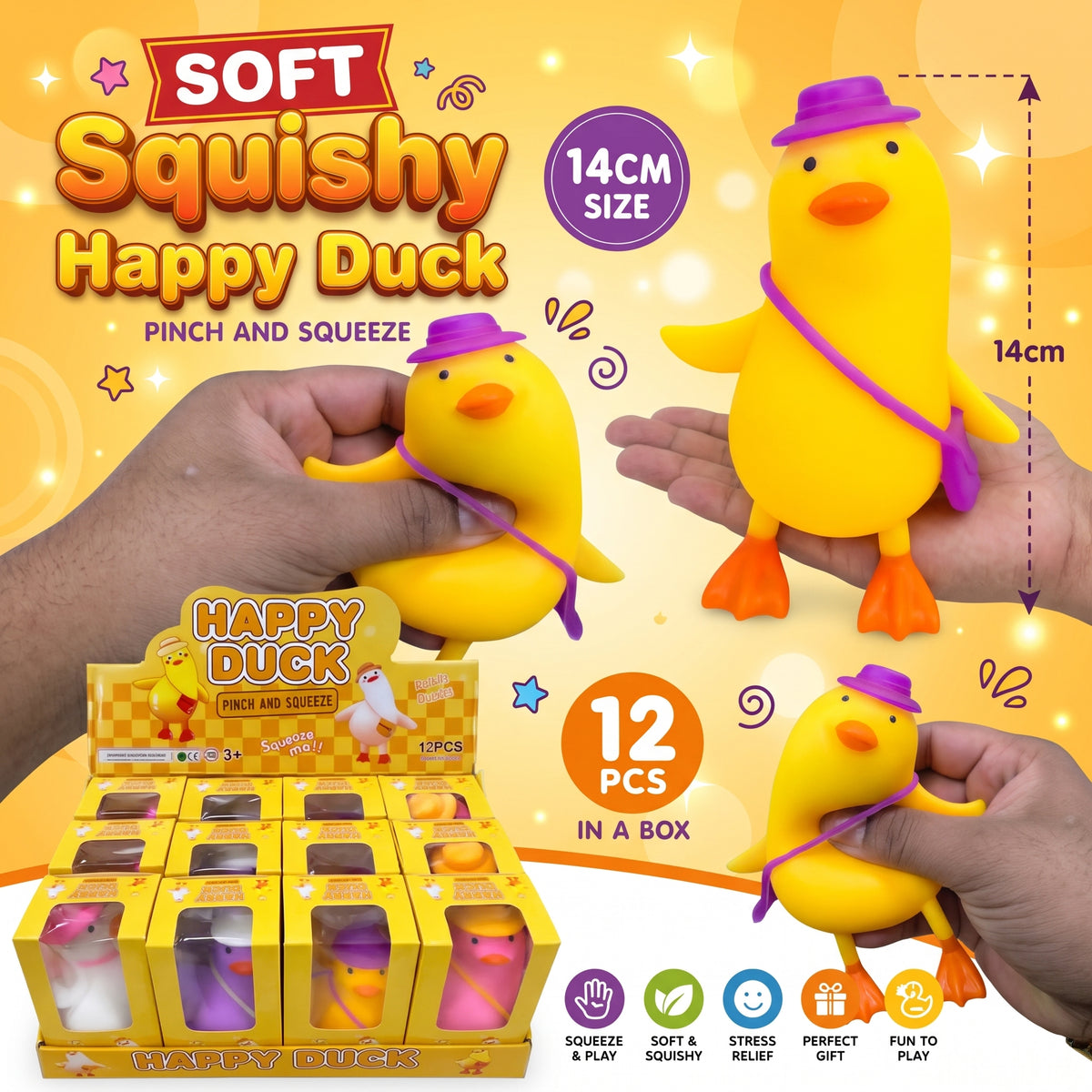 Squishy Toy - Soft Mini Happy Duck (14 cm)