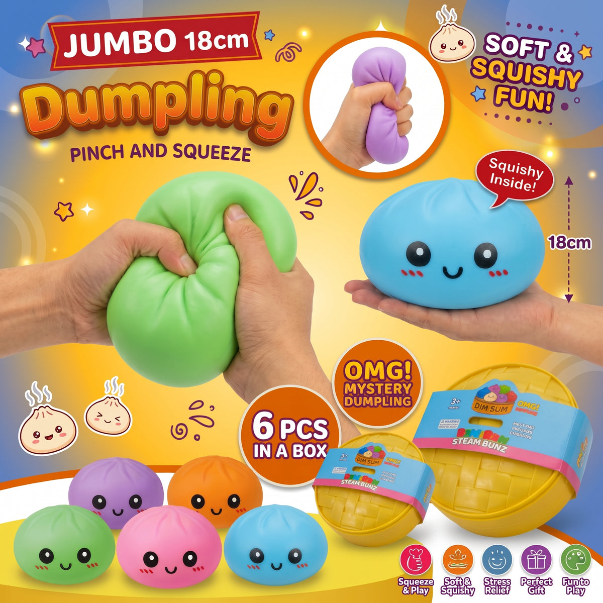 Squishy Toy - Jumbo Large Soft Dumpling (18 cm)
