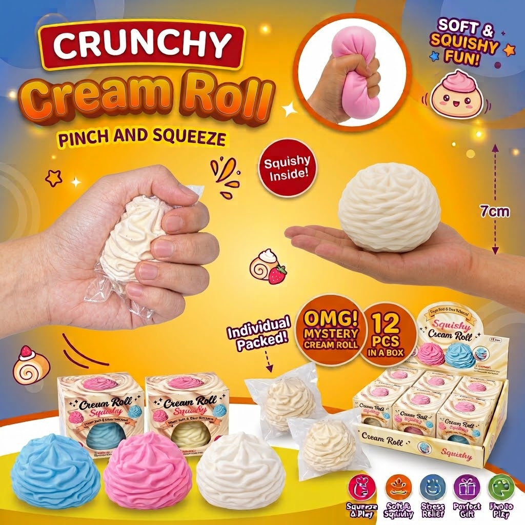 Squishy Toy - Crunch Cream Roll (7 cm)