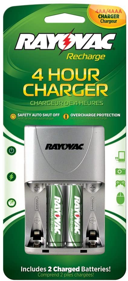 Rayovac Recharge 4 Hour Charger w/ 2 AA Batteries