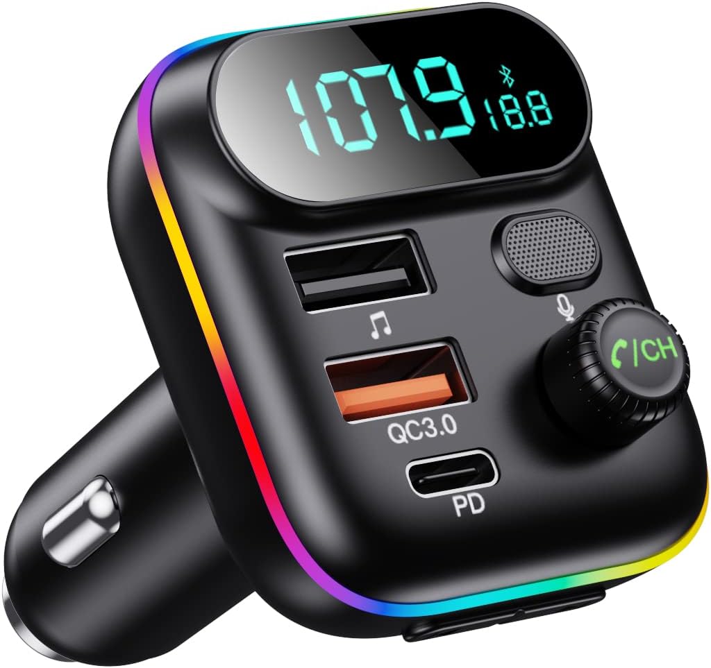 Multifunction Wireless Car MP3 Player with (2 USB & 1 Type C) Charger (T70)
