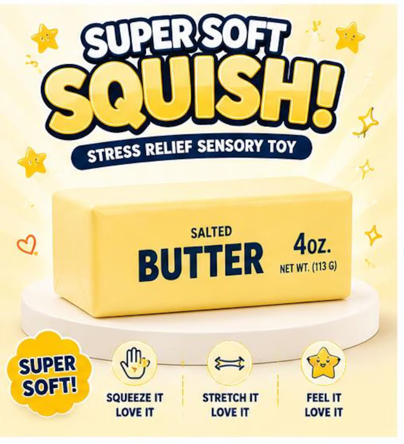 Squishy Toy - Mini Butter (4 oz) - Yellow
