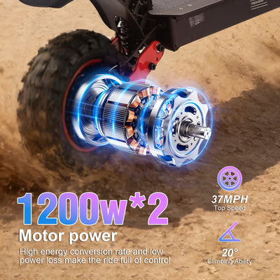FREEBOY H6 Electric Scooter – Dual 1200W Motors, 48V 21Ah Battery, 34-Mile Range, 11" Off-Road Tires