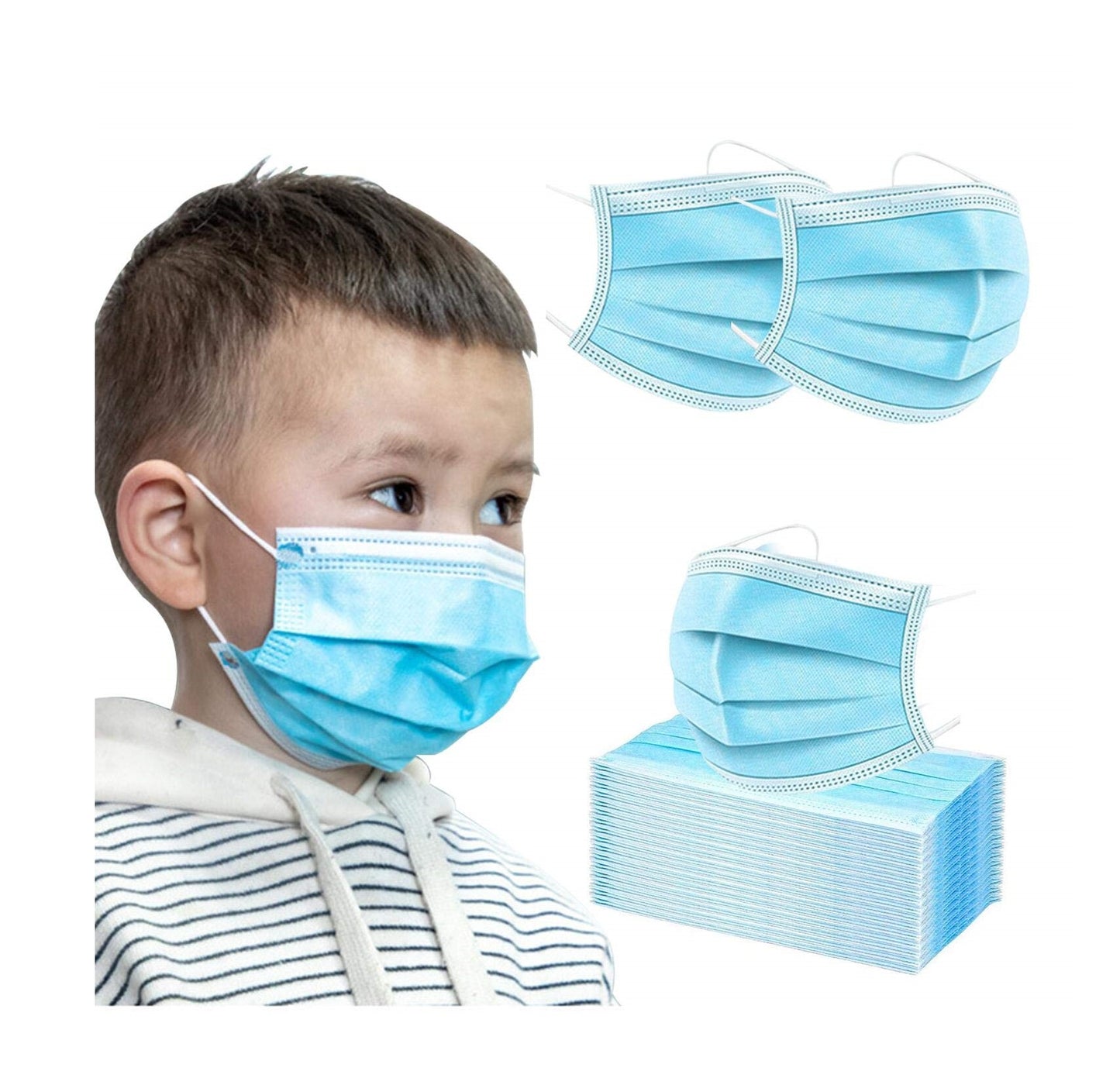 Kids Blue Mask - 50pcs / Box (Individually Wrapped)
