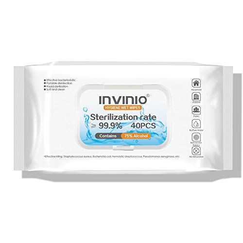 INVINIO Hygiene Wet Wipes 75% Alcohol (40 pcs) (96 Cases = 3072 ct. per Pallet) (Unit Price - $0.50)