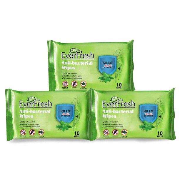 Ever Fresh Anti-Bacterial Wipes (10 ct) - 3 Pack