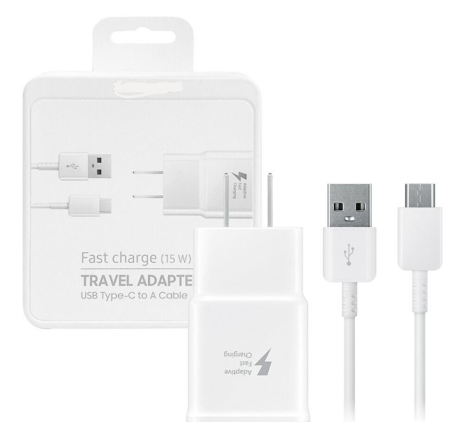 2 in 1 15W Fast Charging USB Adapter with 3ft Type-C Cable (White Packaging)