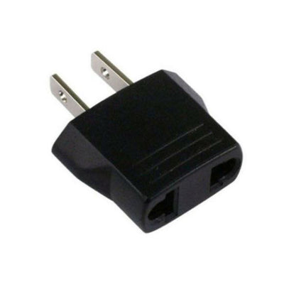 2-Prong Flat Power Plug Travel Adapter Converter (EU to US) - Black Color