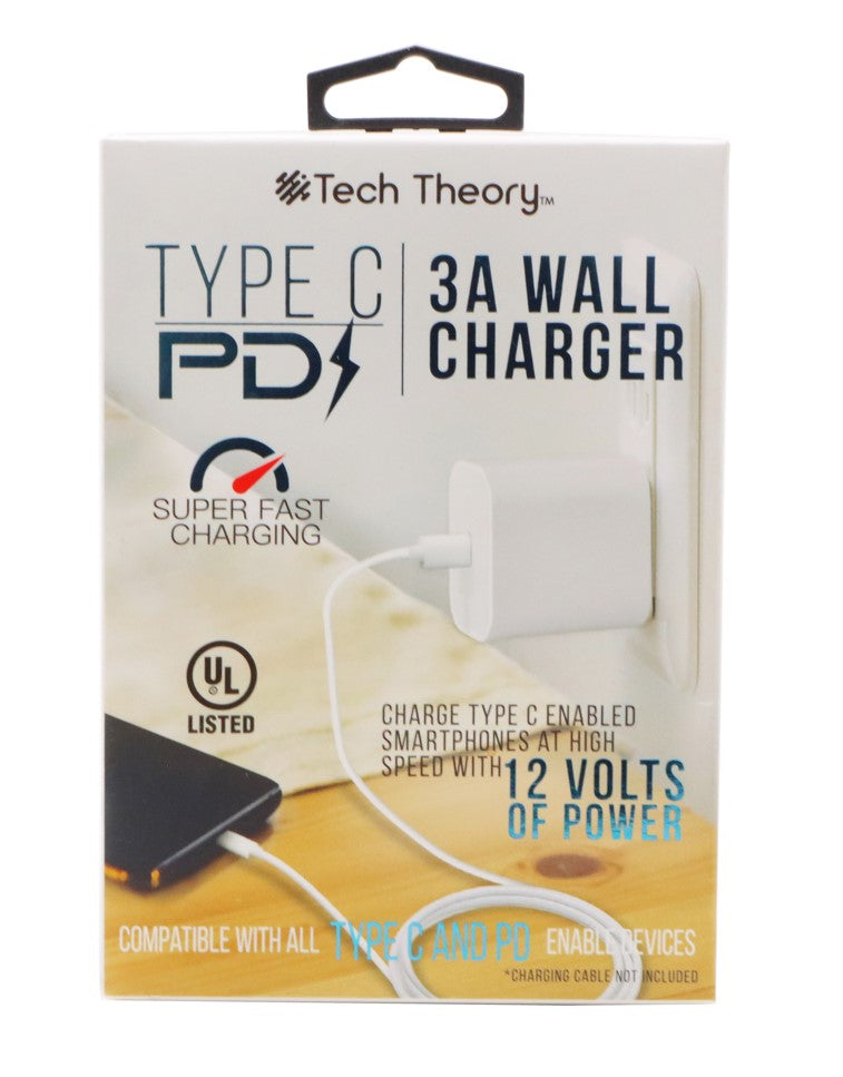 Tech Theory- USB Type- C 3A Wall Charger (12 Volt Of Power)