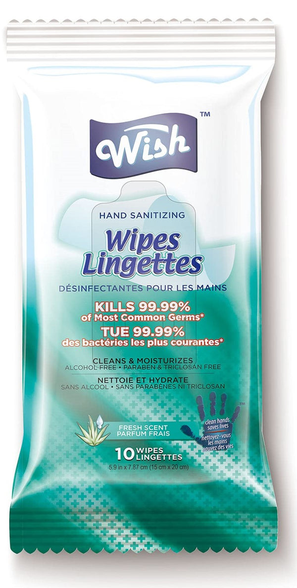 Wish Anti-Bacterial Wipes Lingettes (10 ct.) - 3 Pack