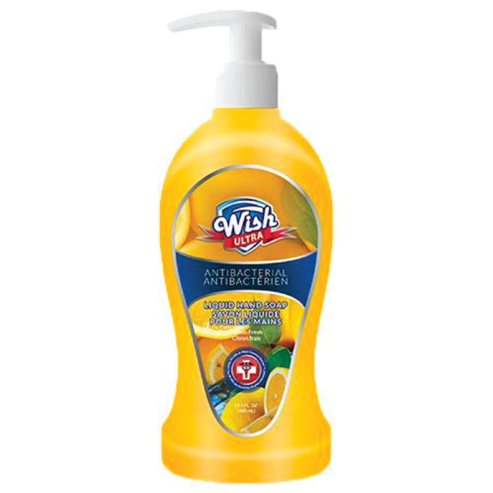 Wish Ultra Antibacterial Liquid Hand Soap (13.5 OZ / 400 ML) (140 Cases = 1680 ct. per Pallet) (Unit Price - $0.50) - Lemon