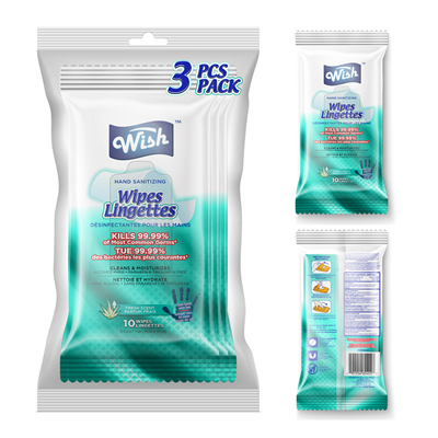 Wish Anti-Bacterial Wipes Lingettes (10 ct.) - 3 Pack