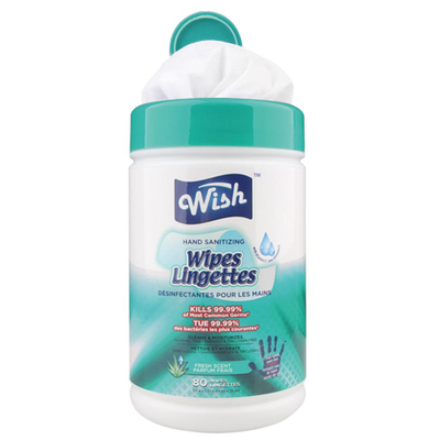 Wish Hand Sanitizer Wipes Lingettes (Cylinder Size) (80 ct) - Fresh